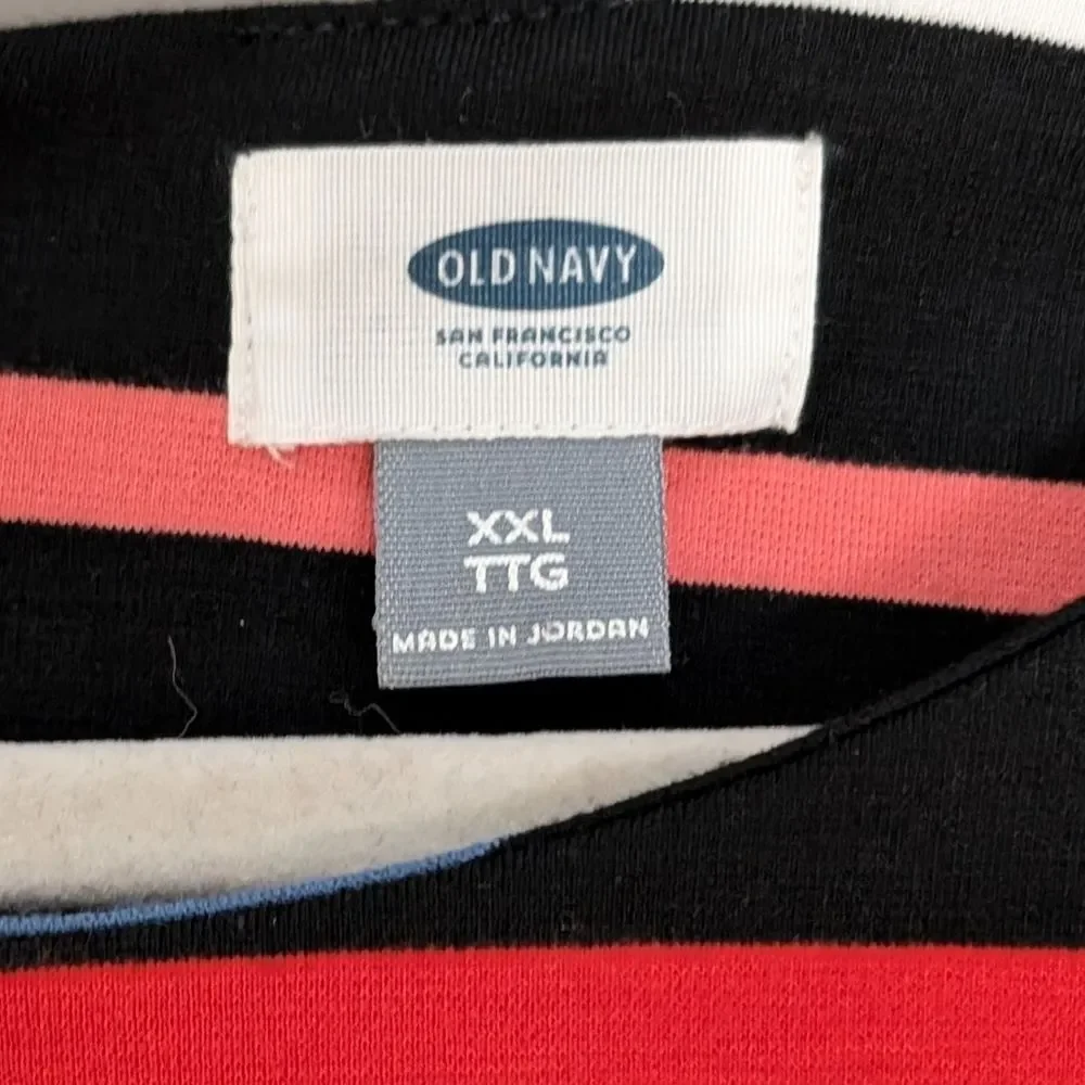 NWT Old Navy Black rainbow striped colorful knee length shift dress plus XXL - Picture 5 of 9